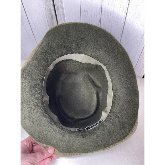 Halston 1970's Green Vintage Women’s Soft Retro Plush Rim Hat 70s Disco Boho - Picture 4 of 5